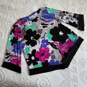Alfred Dunner‎ women’s size Medium floral handkerchief hem 3/4 sleeve blouse